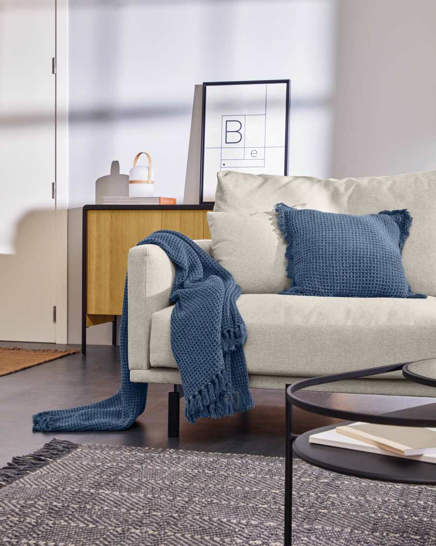 Shallowy 100% cotton cushion cover in blue 45 x 45 cm