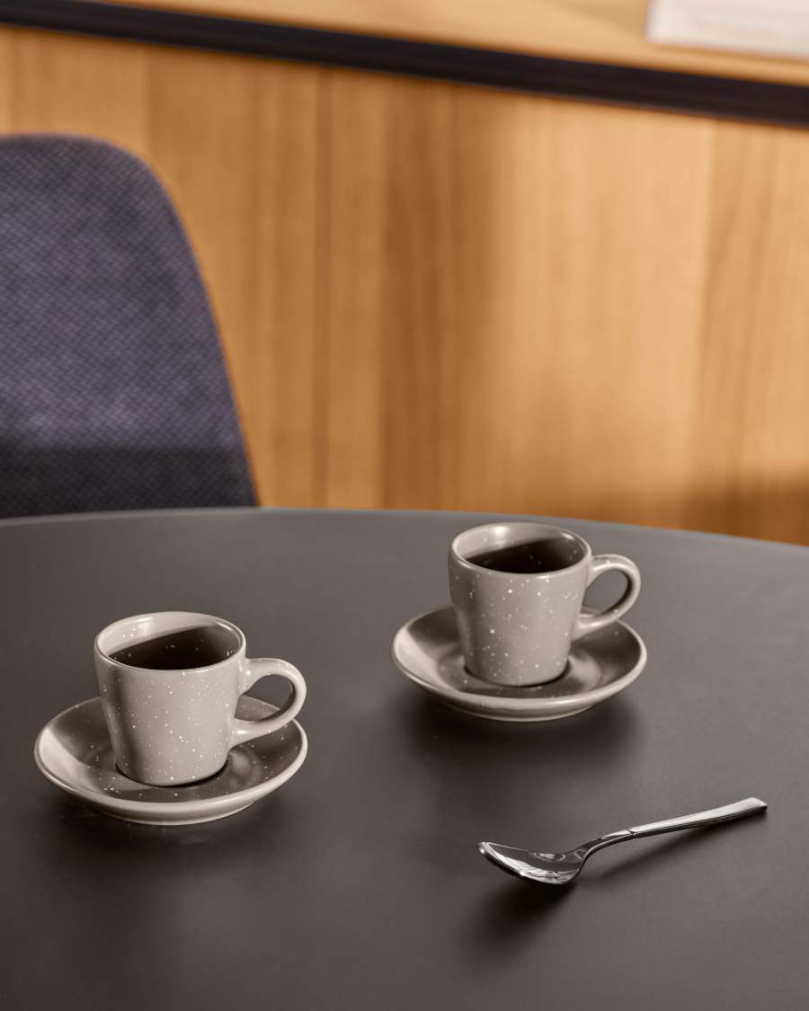 Aratani ceramic coffee cup and saucer dark grey