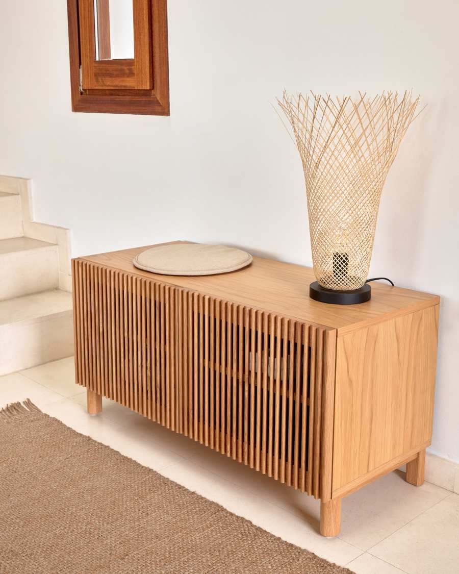 Beyla 2-door shoe rack in solid ash wood and ash veneer 98.5 cm FSC 100%