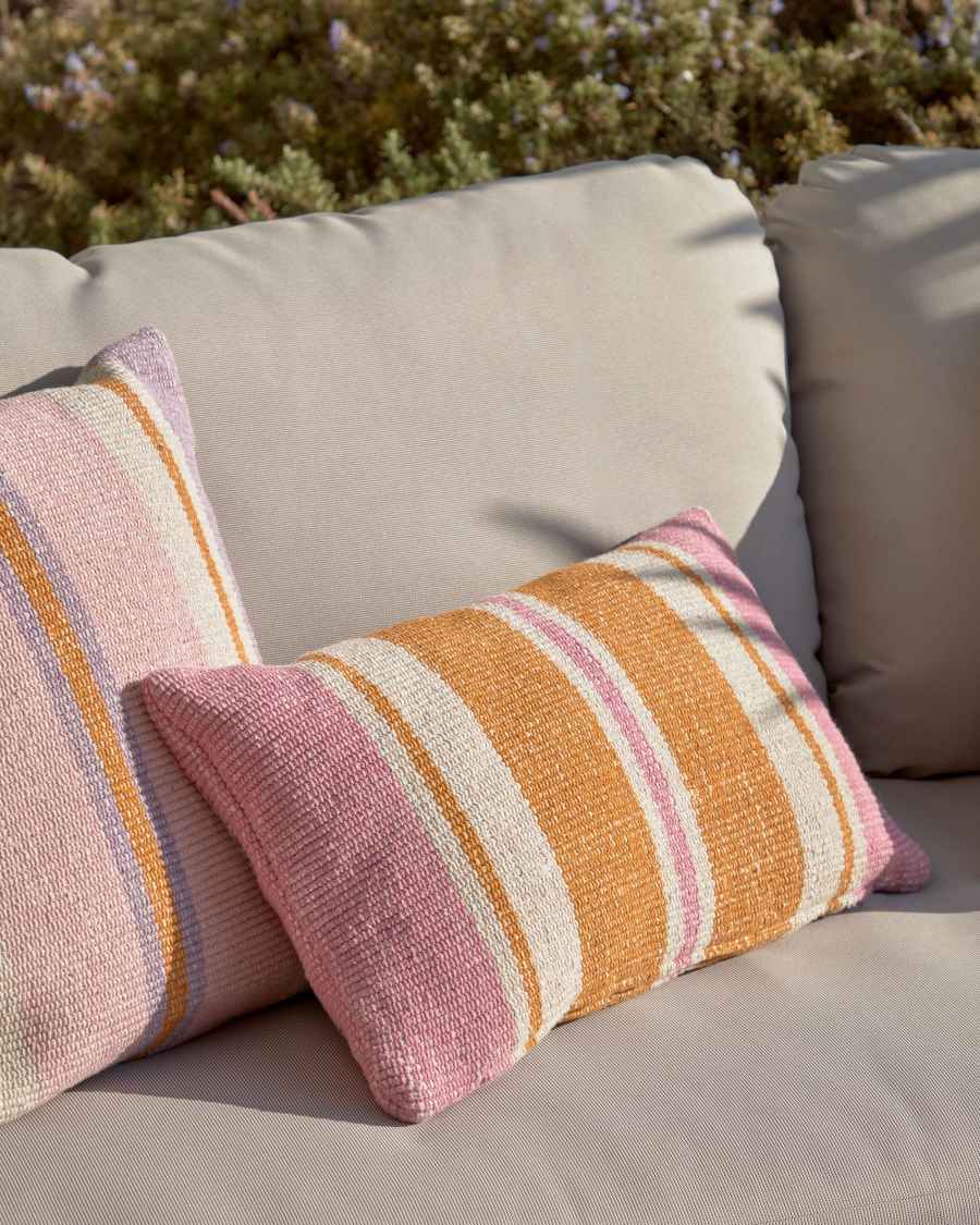 Marilina cushion cover 100% cotton in pink and multicoloured stripes 30 x 50 cm