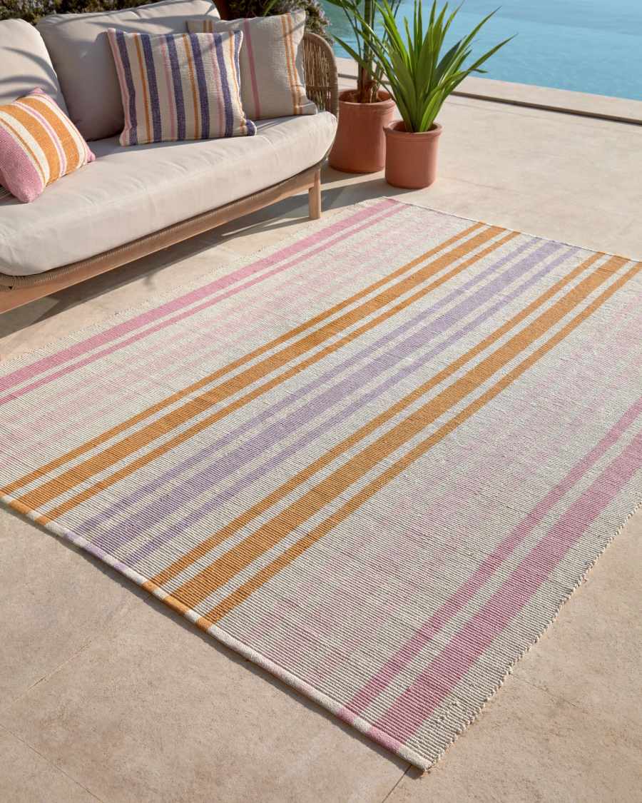 Marilina rug 100% cotton in multicoloured stripes 160 x 230 cm
