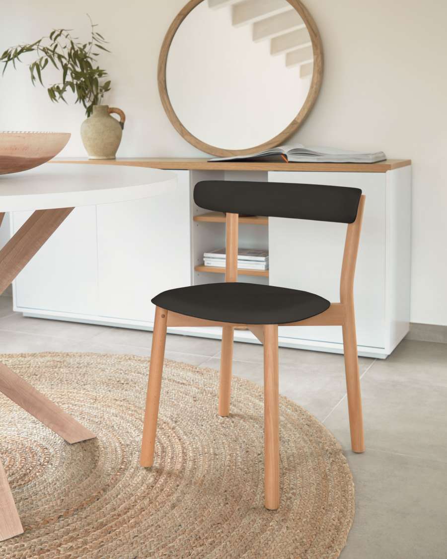 Santina solid beech stackable chair in black