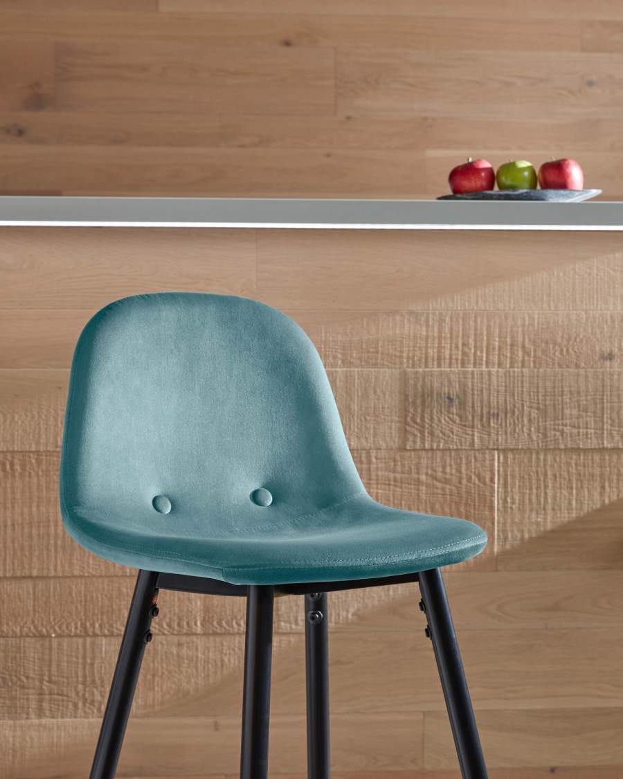 Turquoise fabric Nolite barstool height 75 cm