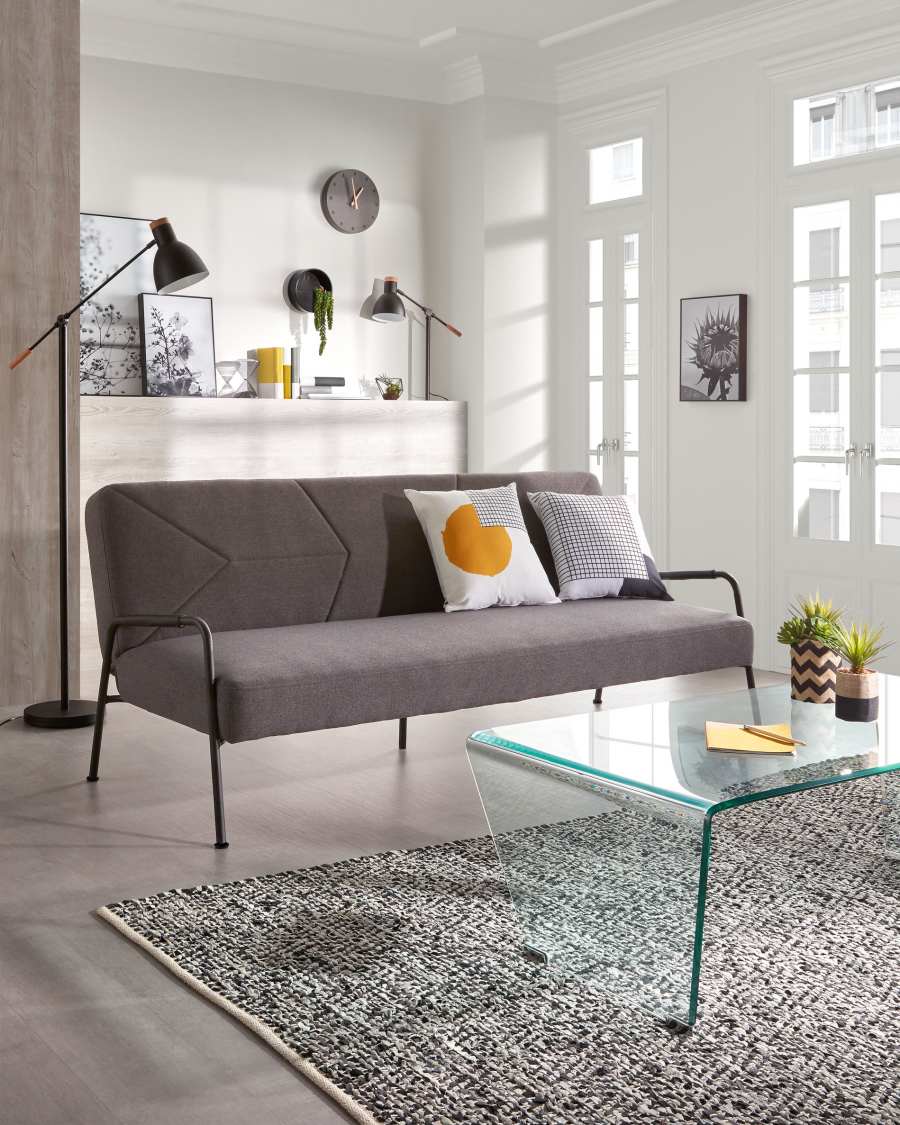 Divano letto Neiela 3 posti grigio 180 cm