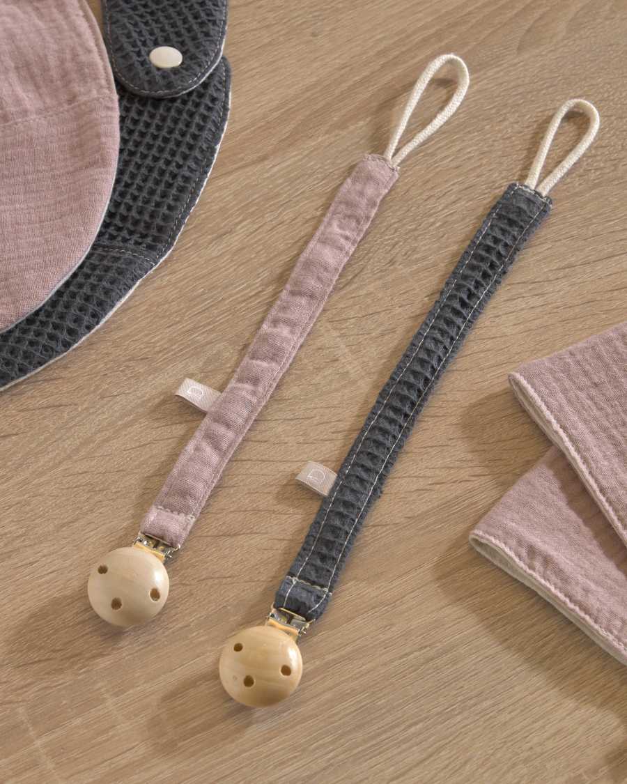 Σετ 2 κλιπς πιπίλας Marinet, 100% οργανικό βαμβάκι (GOTS), ροζ και μπλε