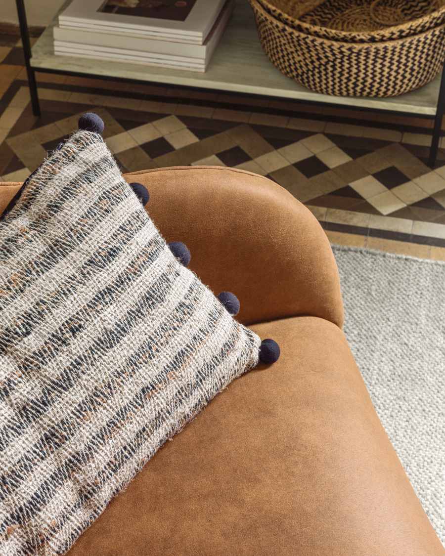 Fodera cuscino Briksa multicolore con nappine blu 30 x 50 cm