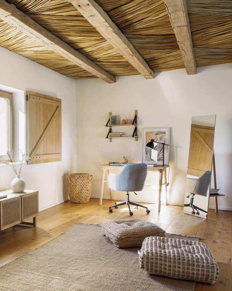 Szafka RTV Rexit 3 drzwi lite drewno i fornir mindi z rattanem 180 x 50 cm