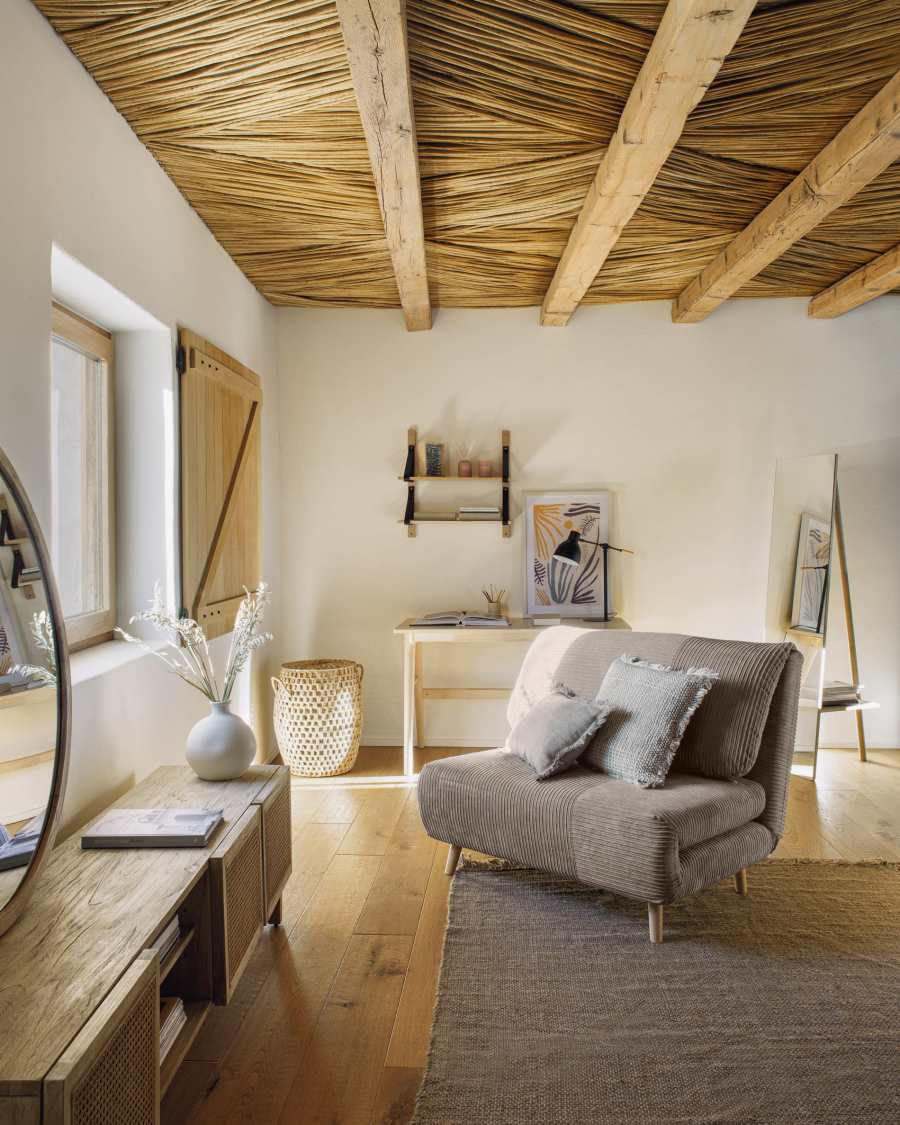 Housse de coussin Ailen coton et lin avec franges beige 30 x 50 cm