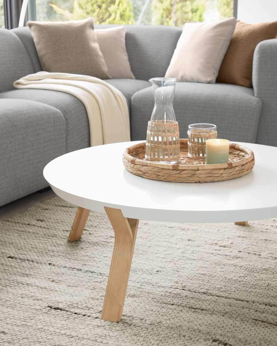 White and ash Dilos coffee table Ø 90 cm