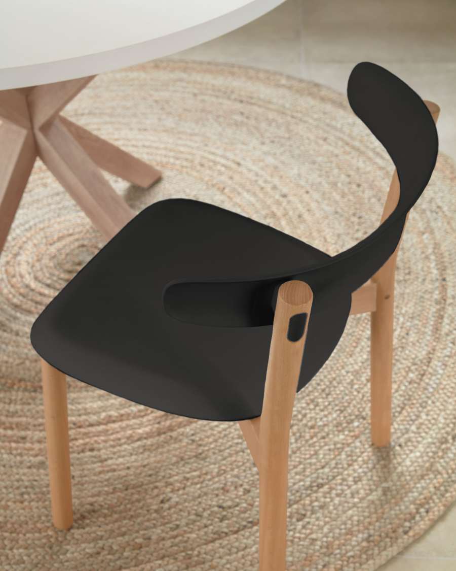 Santina solid beech stackable chair in black