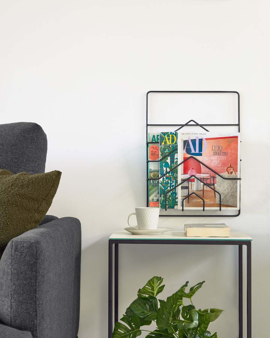 Porte-revues mural Yamine métal noir 33 x 45 cm