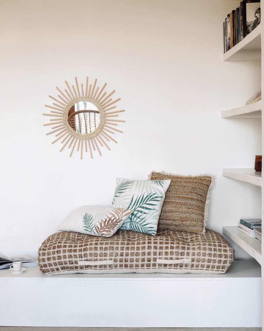 Μαξιλάρι δαπέδου-παλέτας Adelma 60 x 120 εκ, γιούτα και λευκό βαμβακερό