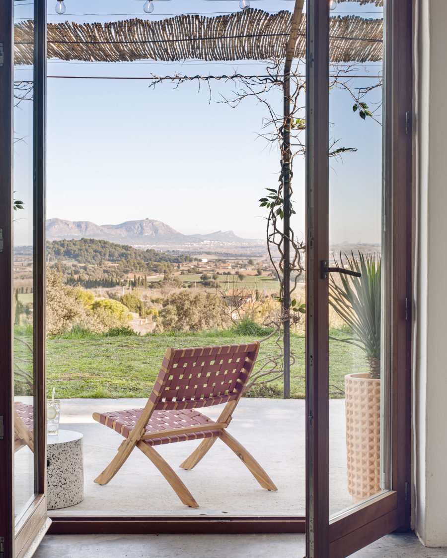 Πτυσσόμενη καρέκλα Chabeli, ξύλο ακακίας και κορδόνι τερακότα FSC 100%