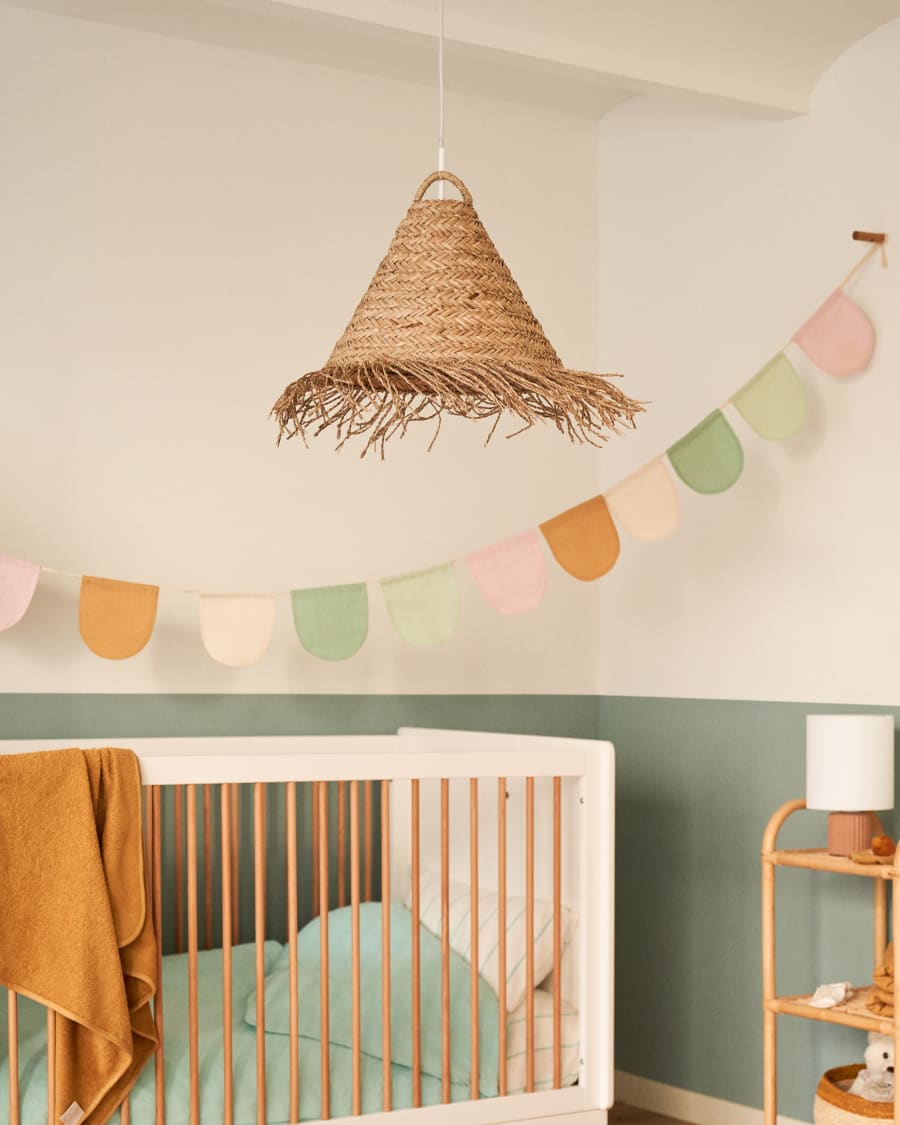 Αμπαζούρ για φωτιστικό οροφής Fonteta, φυσικές ίνες σε φυσικό φινίρισμα, Ø40εκ