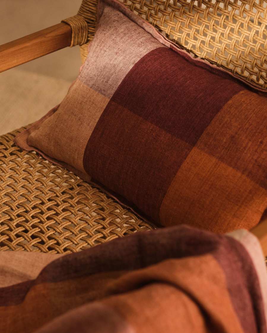 Calonge cushion cover, 100% linen with multicolour checkers, 30 x 50cm