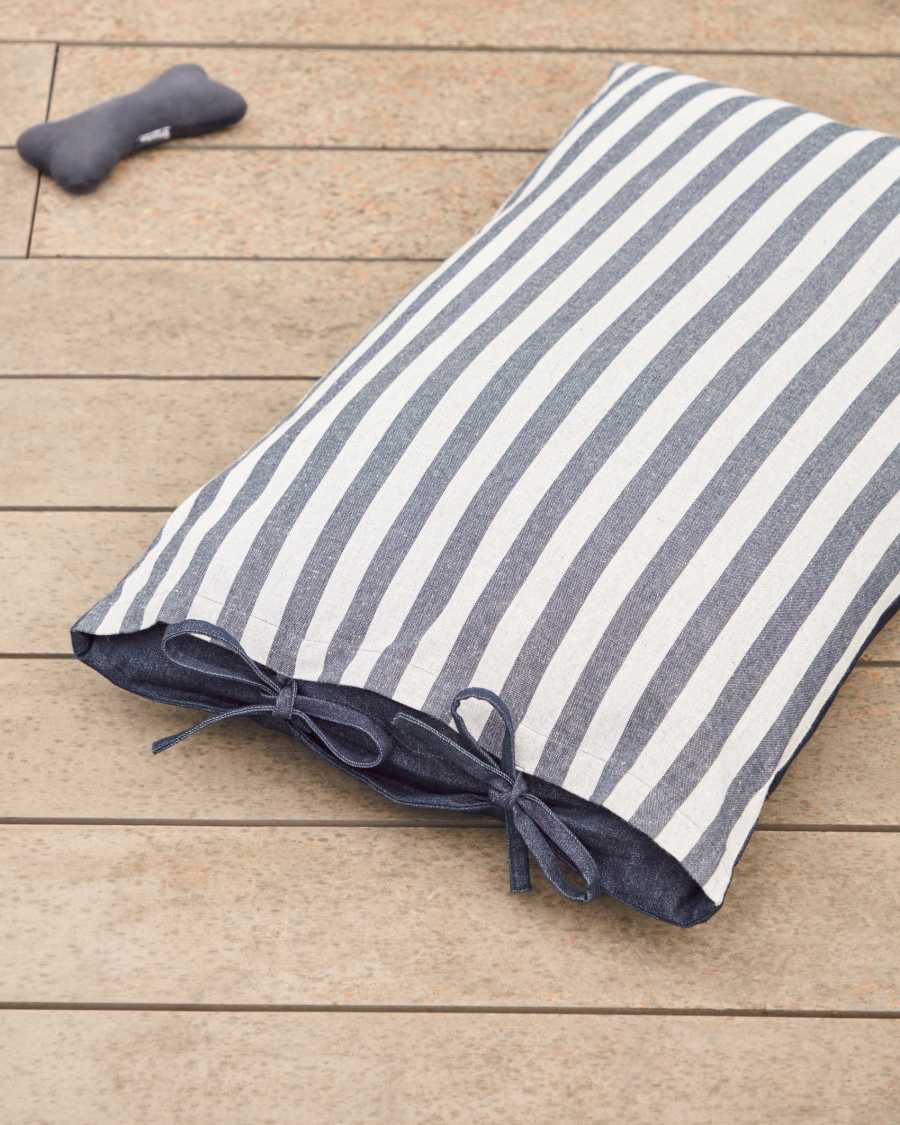 Tabby combined stripes 100% cotton cushion in mustard and white, 40 x 60 cm