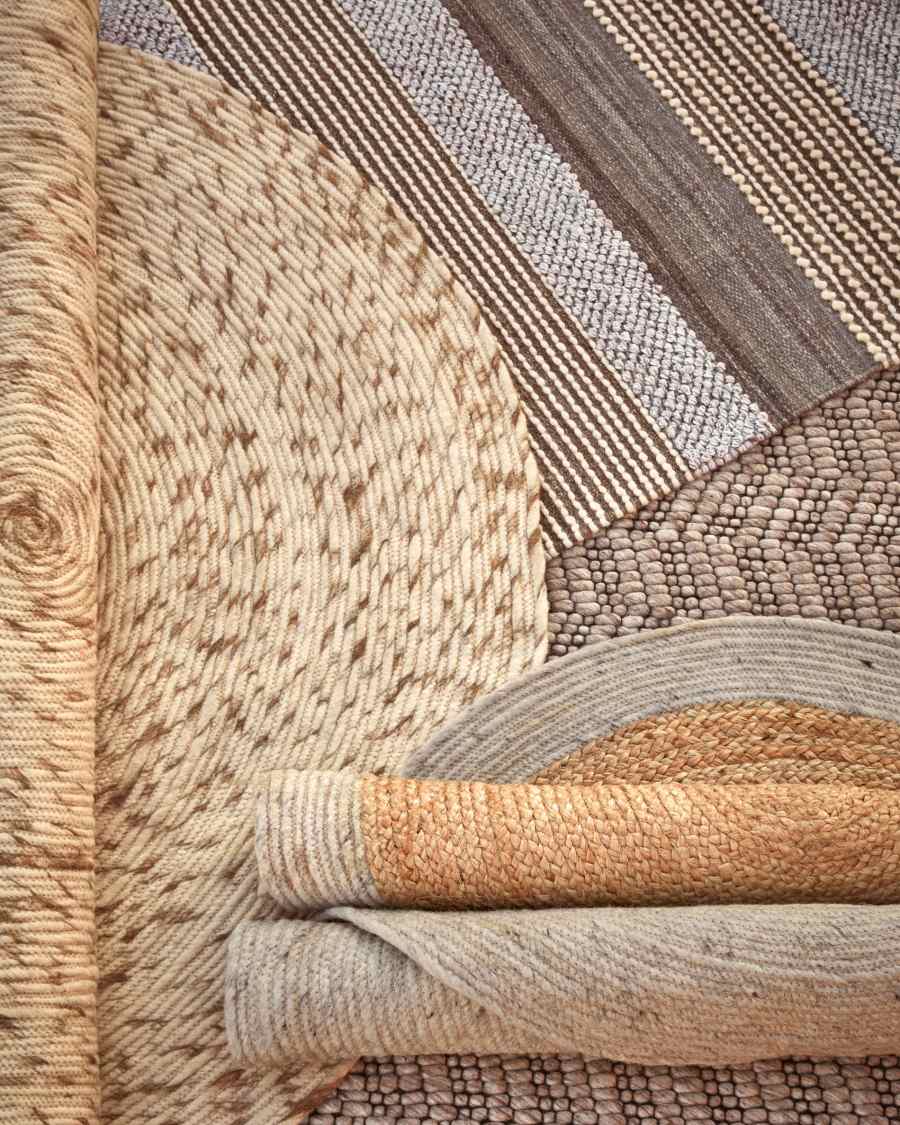 Στρογγυλό χαλί Meray, γιούτα και μαλλί, γκρι, Ø100εκ