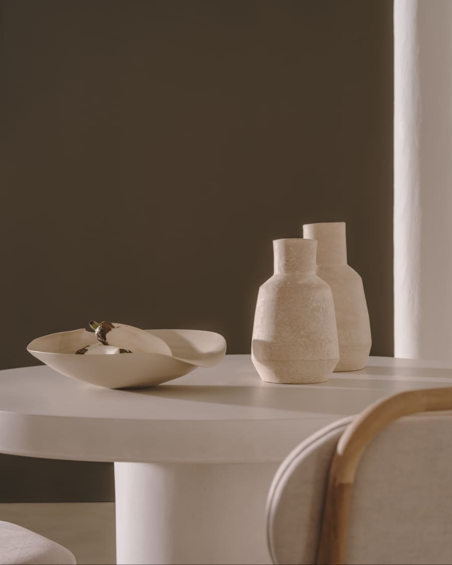 Beige Murat-vaas van papier-maché 32 cm