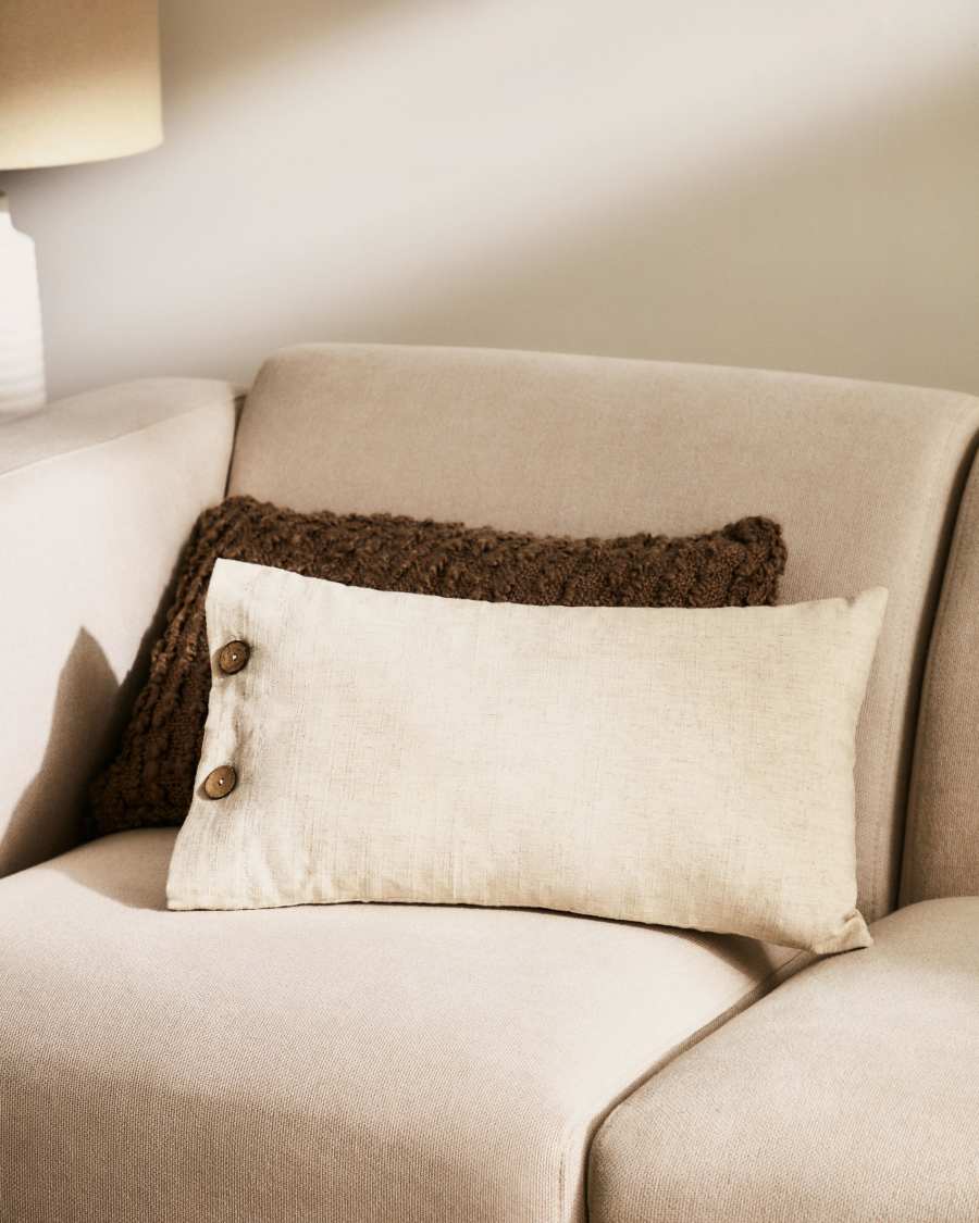Ellmina 100% linen cushion cover in white, 30 x 50 cm