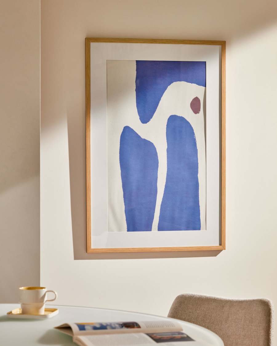 Allish painting with blue and white shapes, 60 x 90 cm