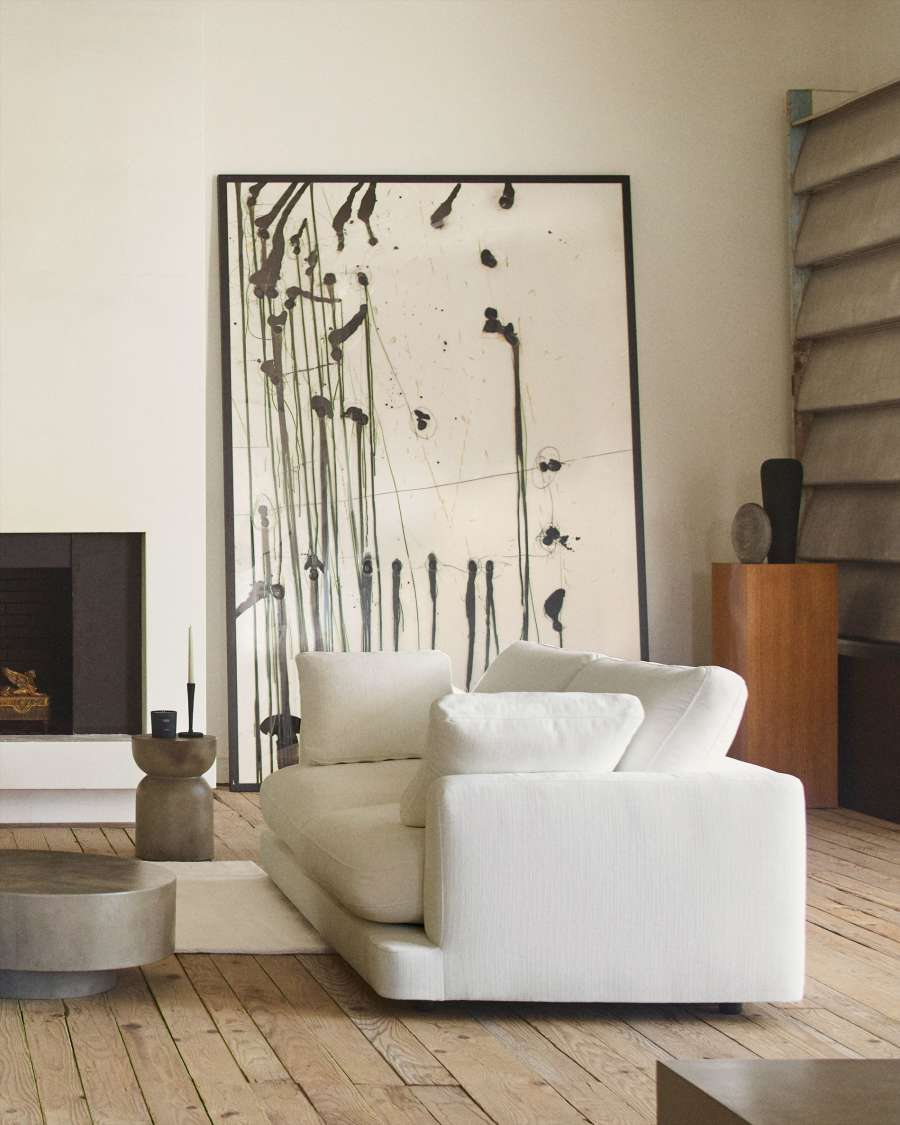 Divano Gala 3 posti in ciniglia bianco FSC Mix Credit 210 cm