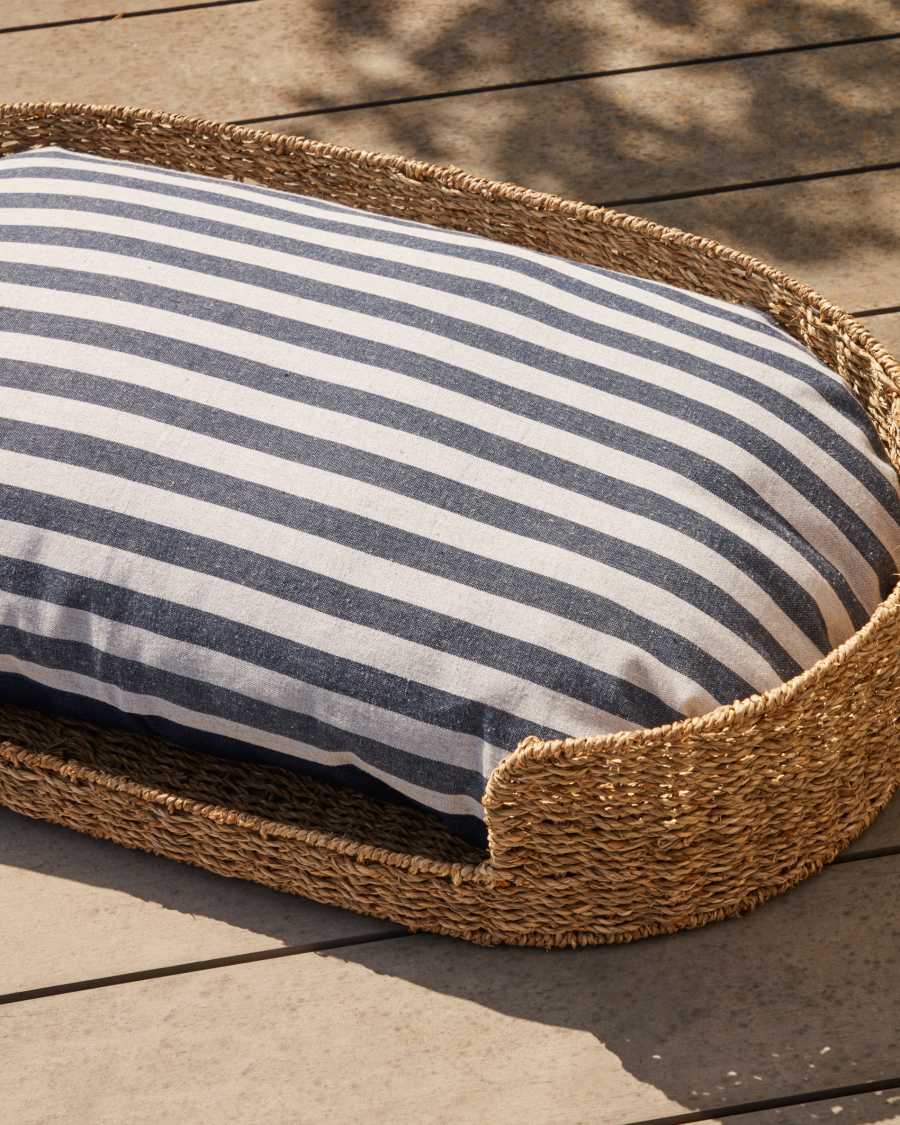 Tabby combined stripes 100% cotton cushion in mustard and white, 40 x 60 cm