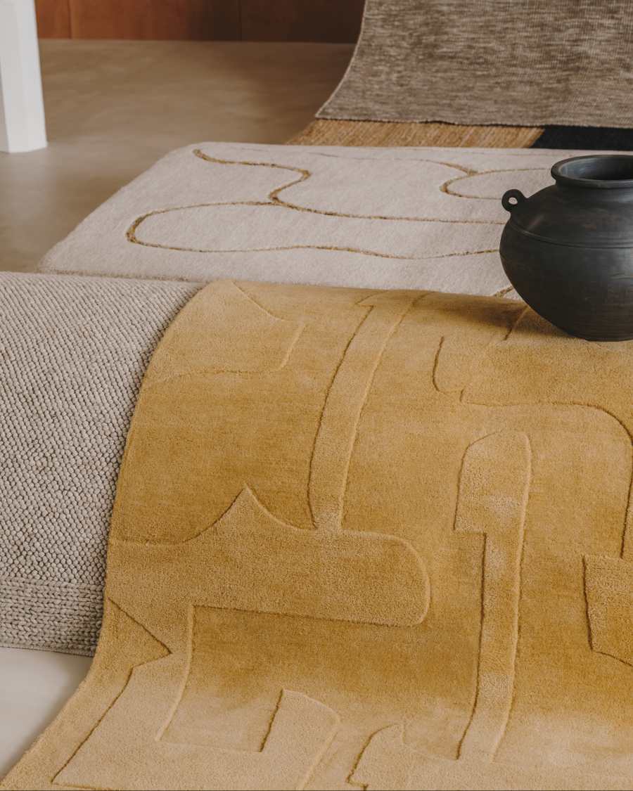 Maie mustard mustard wool and viscose rug 160 x 230cm