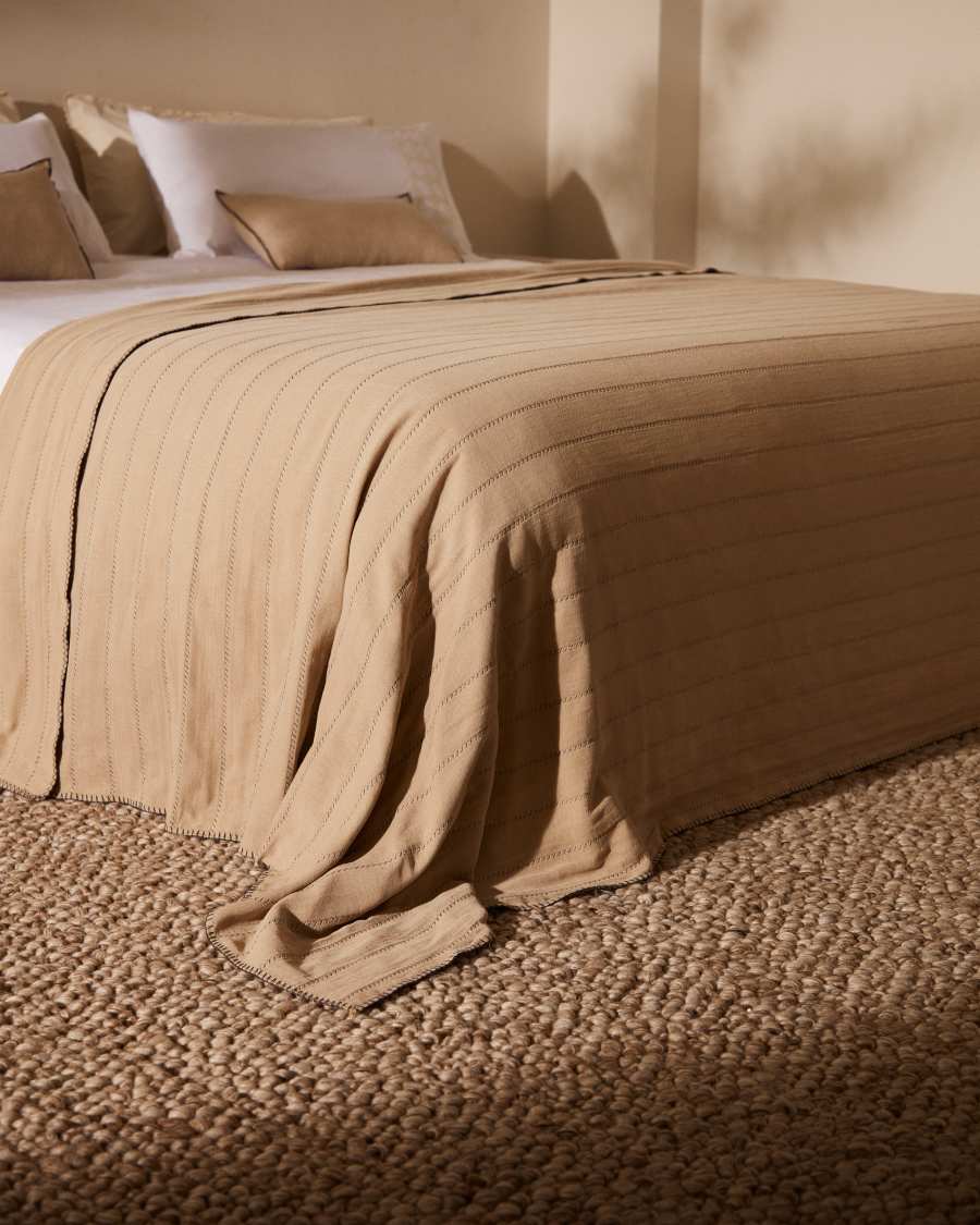 Campllong quilt, 100% beige cotton, for 160/180 cm beds