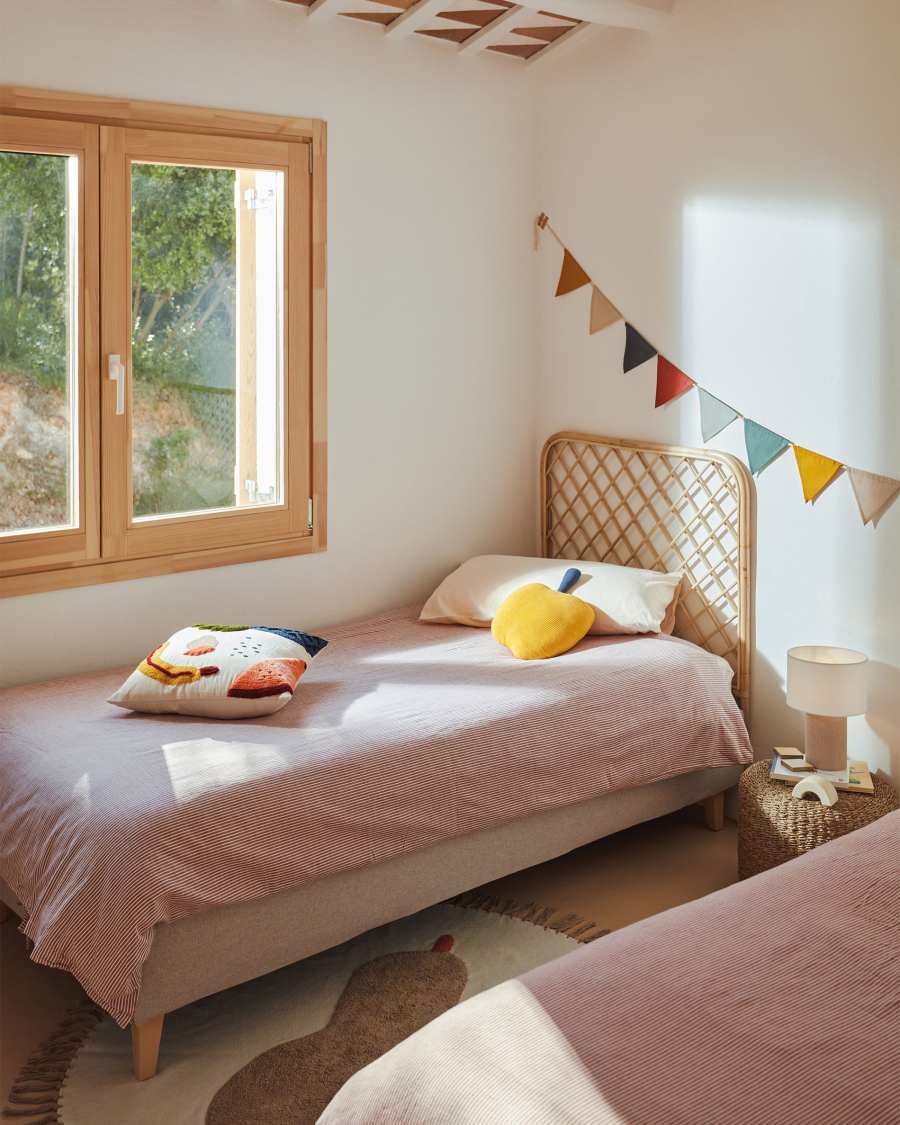 Citlalli headboard made from rattan with a natural finish, for 90 cm beds