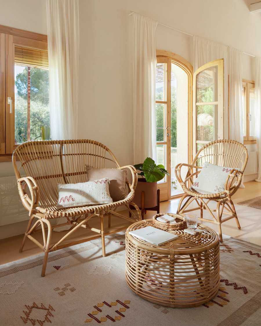 Πολυθρόνα Mimosa, rattan σε φυσικό φινίρισμα