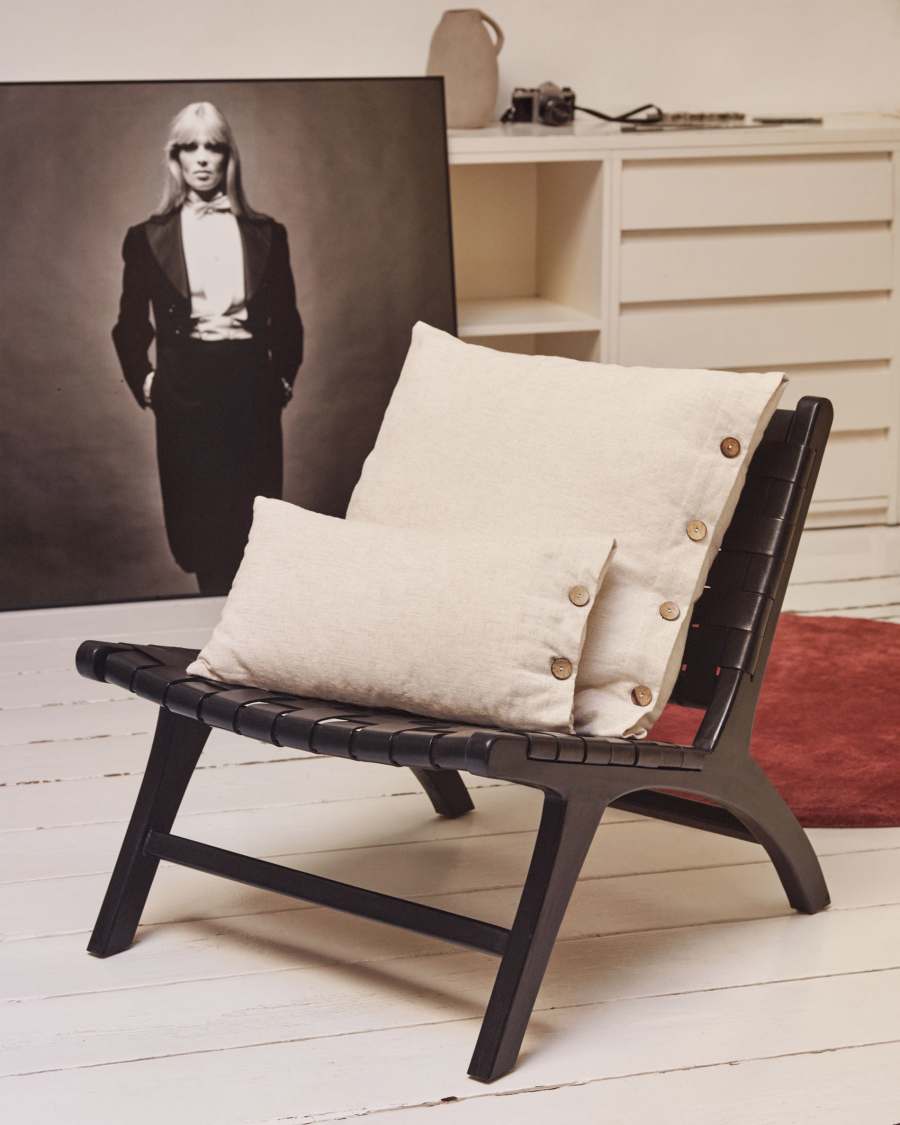 Ellmina 100% linen cushion cover in white, 30 x 50 cm