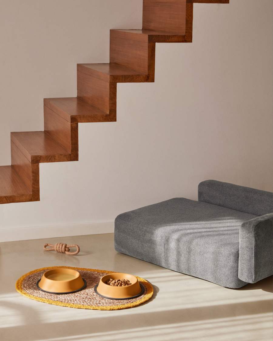 Dalitso set of 2 large food and water bowls for pets, in mustard anti-rust steel, Ø 25 cm