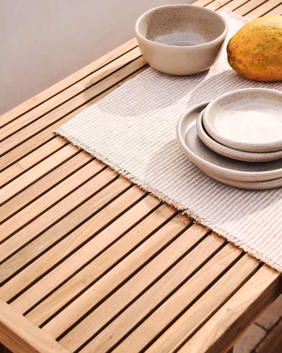 Canadell 100% outdoor solid recycled teak bar table, 140 x 70 cm