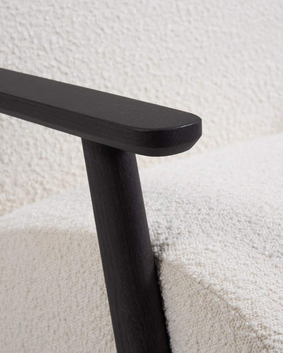 Meghan white bouclé armchair with solid ash legs with wenge finish FSC Mix Credit