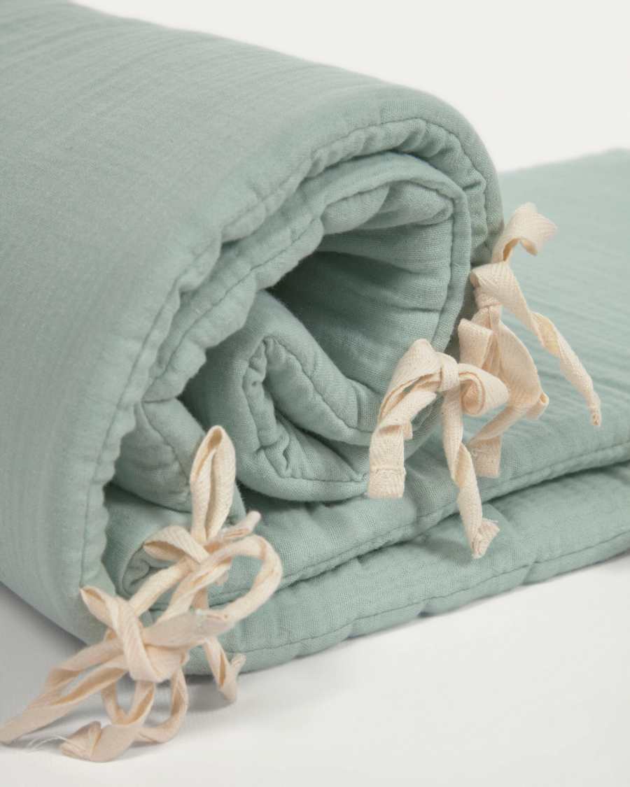 Paracolpi per culla Yamile 100% cotone organico (GOTS) turchese 180 x 30 cm