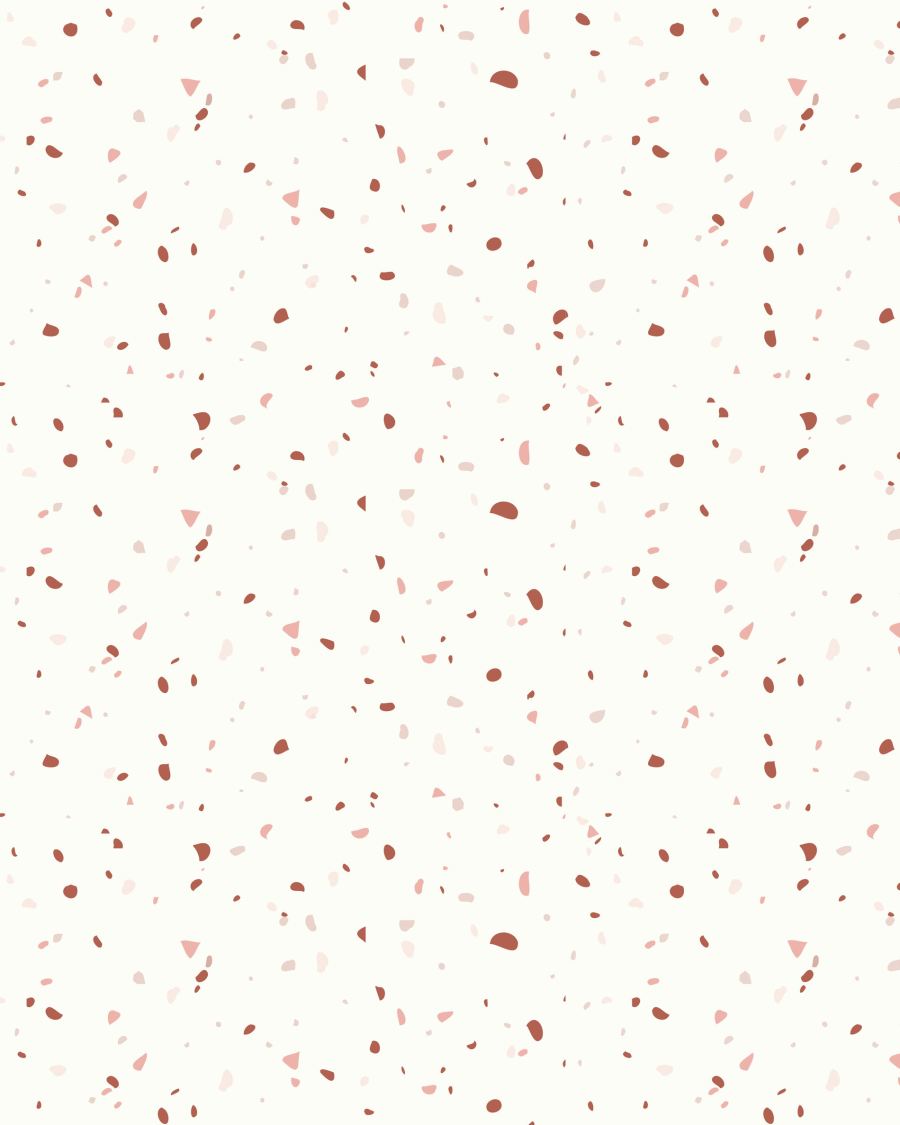 Ταπετσαρία Nerta, λευκό με τερακότα και ροζ εκτύπωση μωσαϊκού, 10 x 0.53 m, FSC MIX Credit