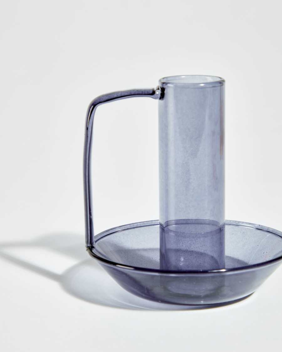 Yumalay candle holder in blue glass