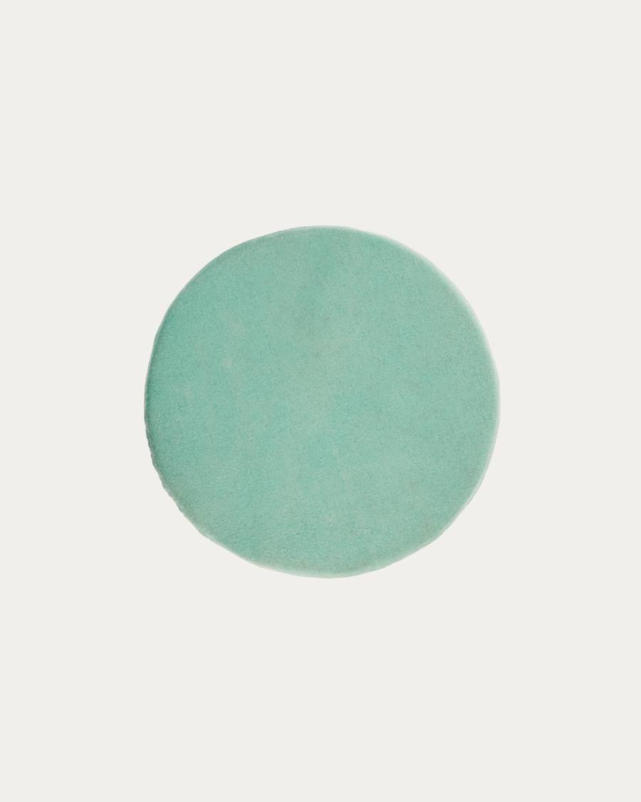 Στρογγυλό μαξιλάρι Biasina, 100% μαλλί, τυρκουάζ, Ø 35 εκ