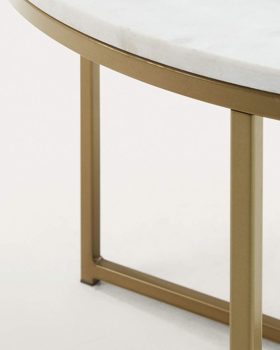 Sheffield coffee table in white marble and golden steel legs Ø 80 cm