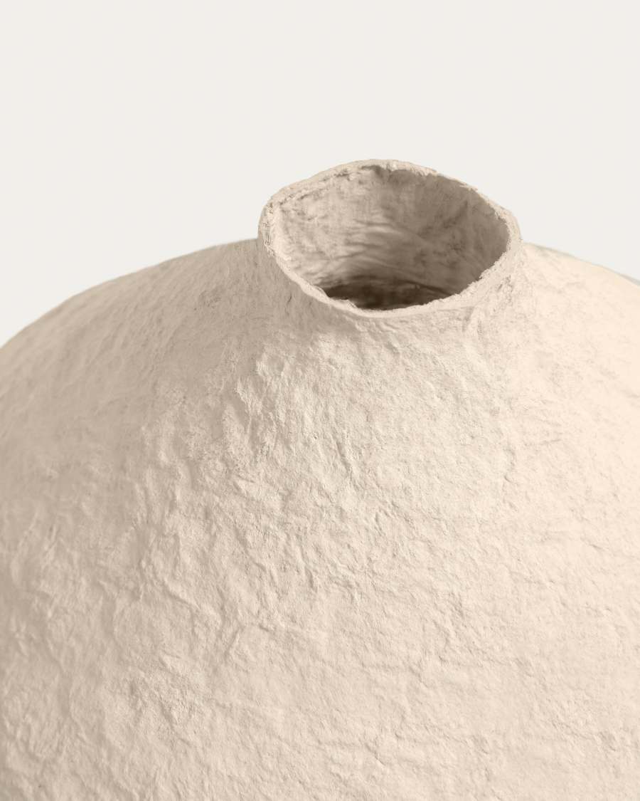 Candida cotton maché vase in beige, 20 cm