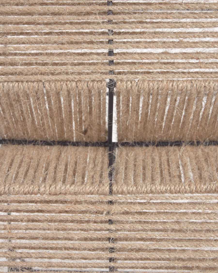 Francina wine rack made from metal with black finish and natural jute 17.5 x 56 cm