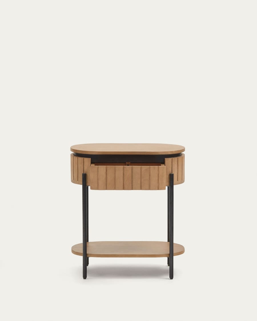 Licia mango wood bedside table with 1 drawer, with a natural finish and metal, 55 x 65 cm