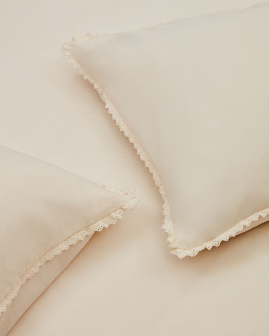 Ciurana 100% cotton duvet cover with natural lace, for 135/140 cm beds