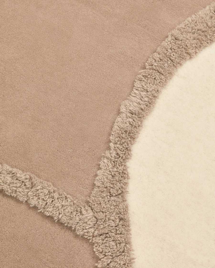 Daianna circular wool rug in brown and beige, Ø 120 cm