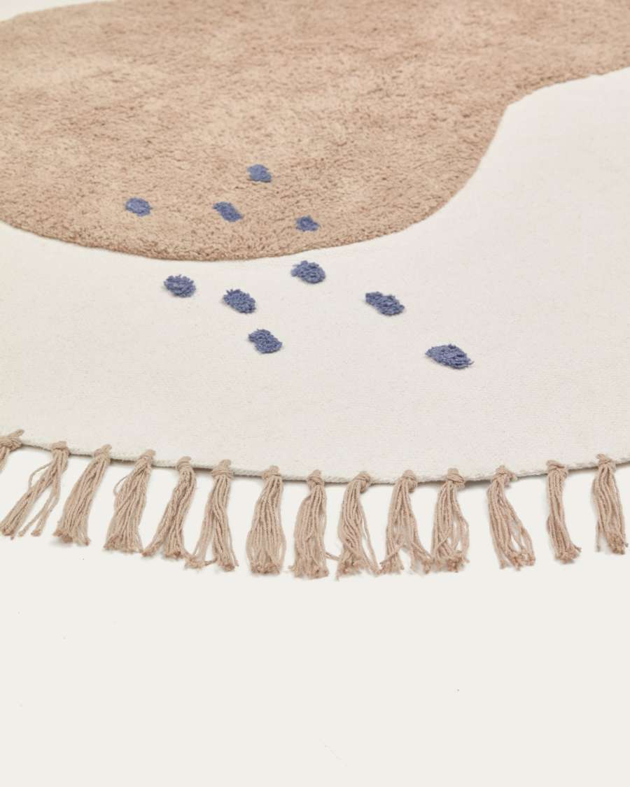 Tamya 100% cotton round rug with brown pear, Ø 120 cm