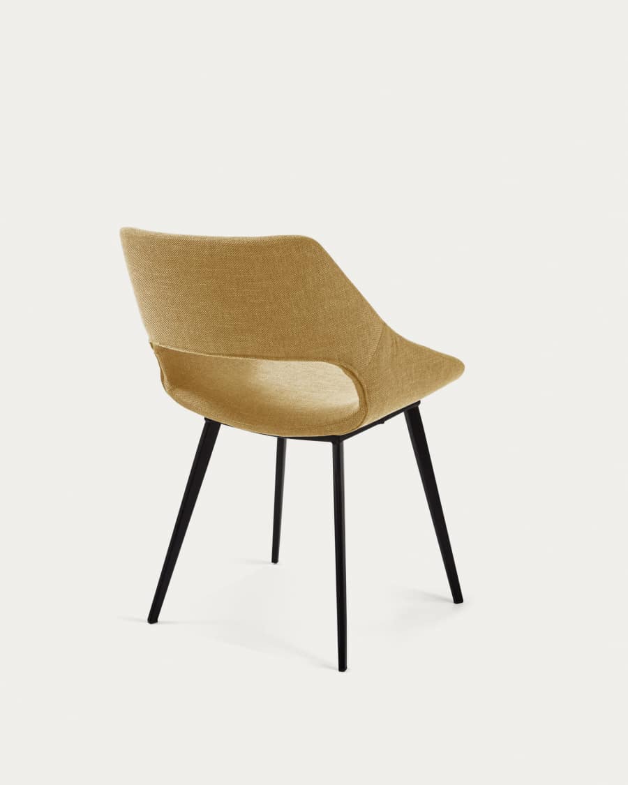Hest mustard chair with steel legs with black finish