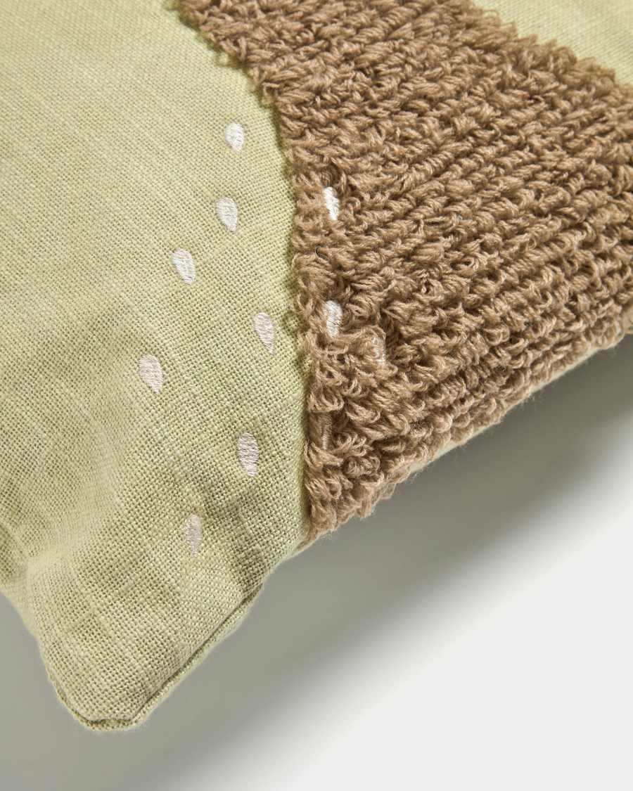 Amarantha 100% cotton cushion cover with multicolour fruit prints in green, 45 x 45 cm