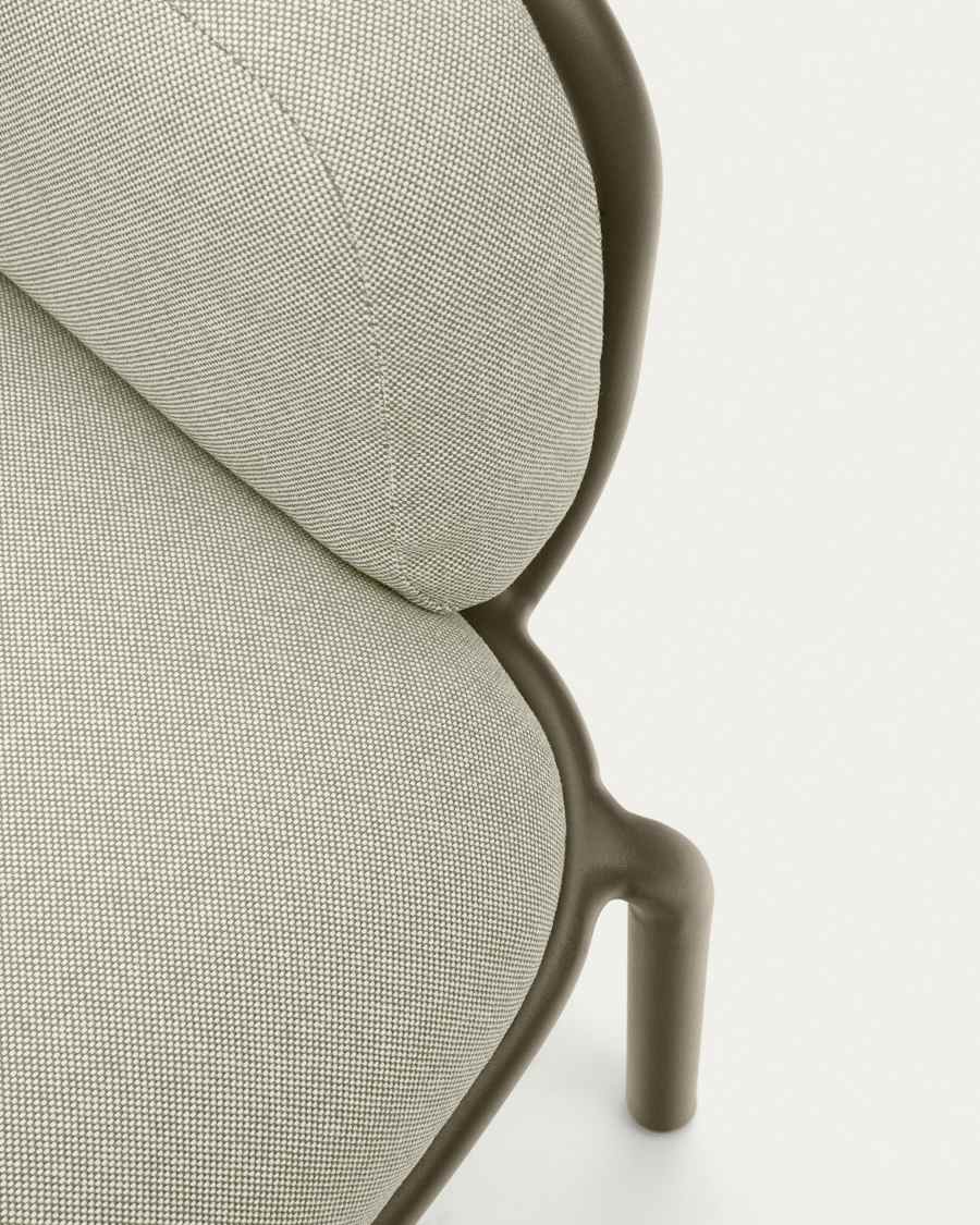 Joncols outdoor aluminium 3 seater sofa with powder coated green finish, 225 cm