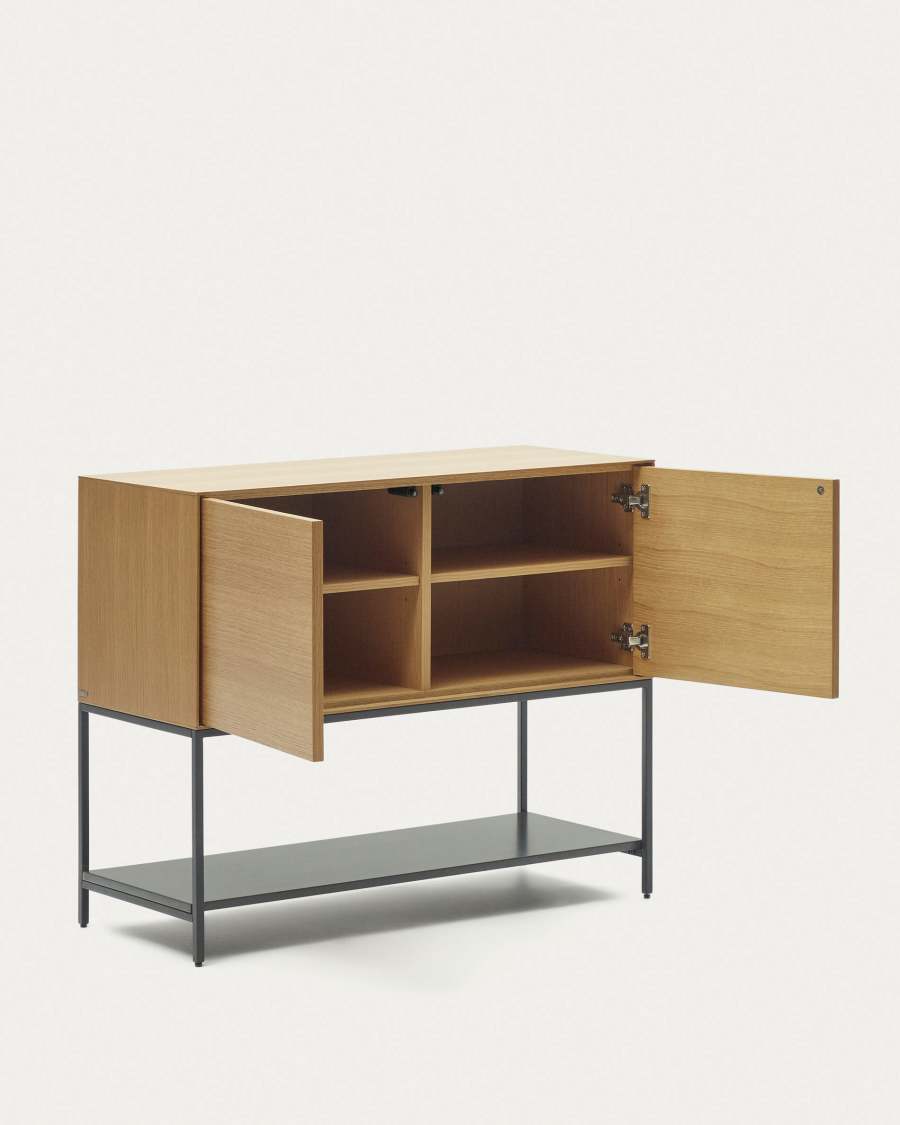 Vedrana 2 door sideboard in oak veneer with steel legs, 98 x 80 cm