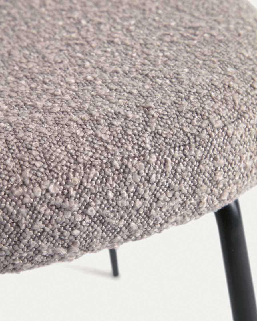Aniela chair in grey bouclé and metal legs with black finish